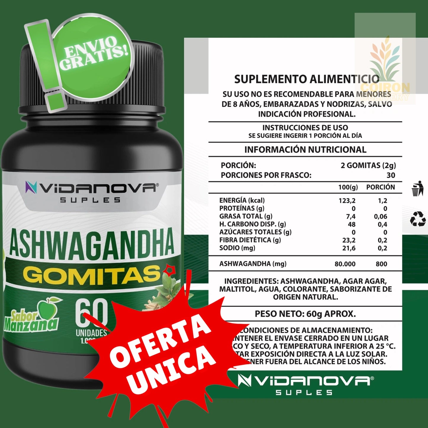 60 GOMITAS ASHWAGANDHA 1000mg