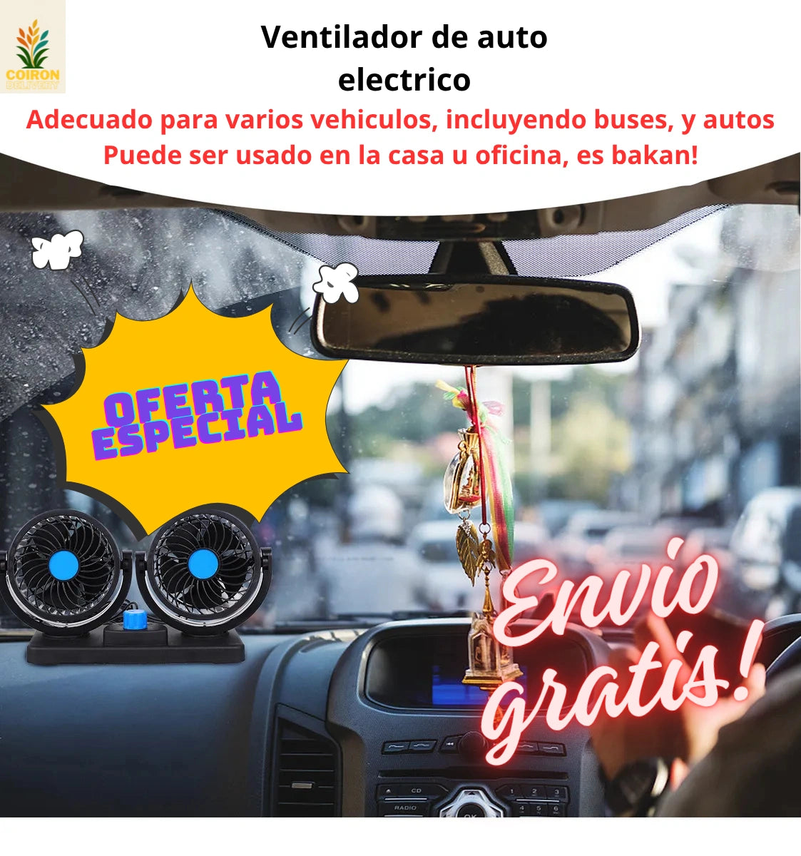 Ventilador Doble de Auto 360° 12v