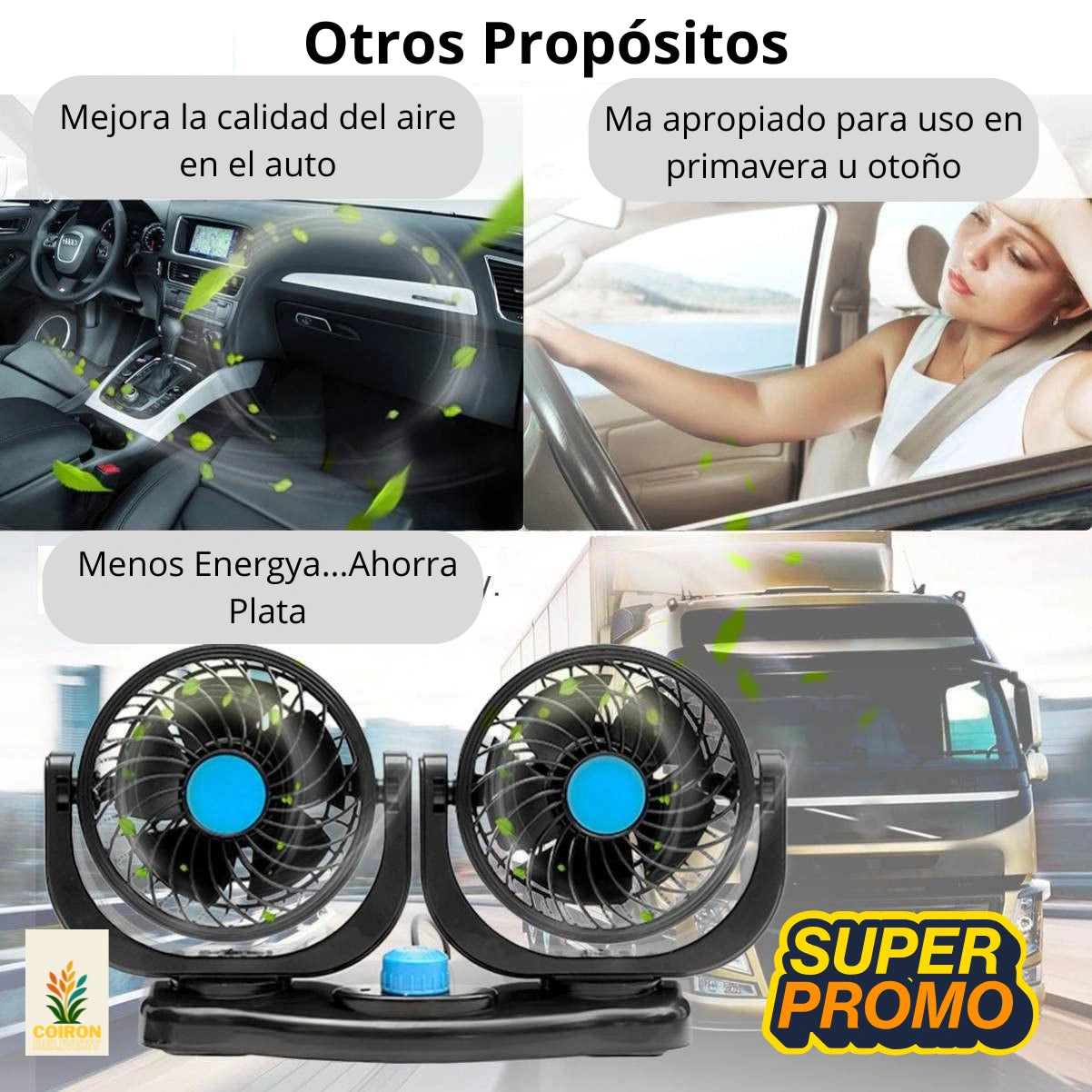 Ventilador Doble de Auto 360° 12v