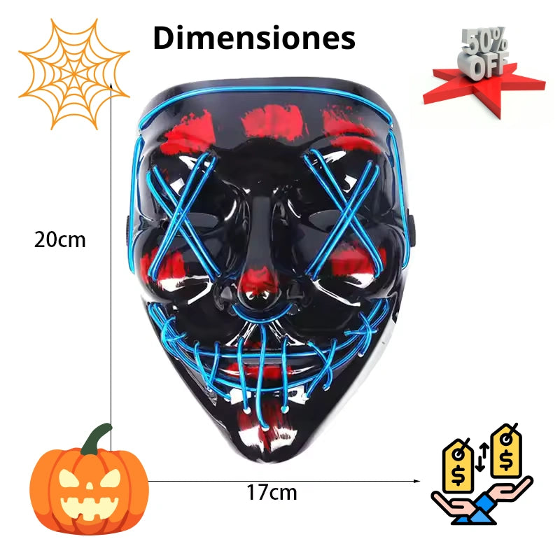 Máscara de Halloween Purga Neon LED