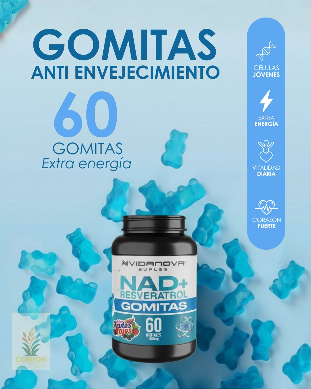 60 GOMITAS NAD+RESVERATROL 1000mg