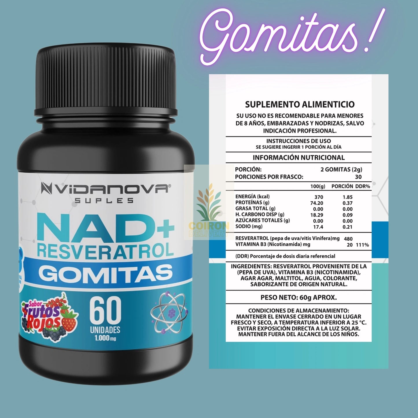 60 GOMITAS NAD+RESVERATROL 1000mg