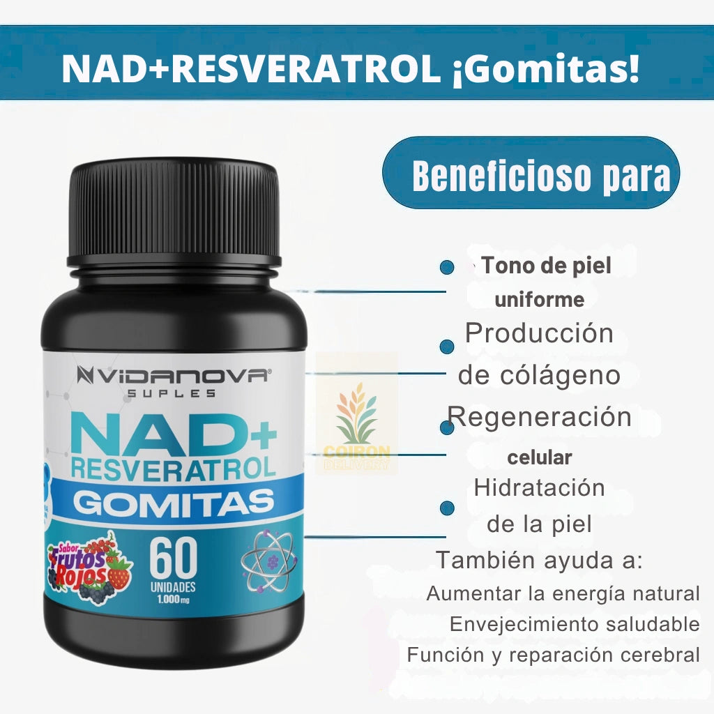 60 GOMITAS NAD+RESVERATROL 1000mg